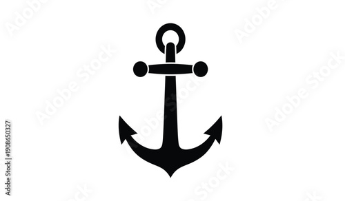 Black anchor symbol on a, commonly used for nautical themes and maritime designs