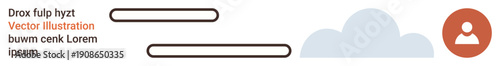 Web design, user interface elements, online interaction, profile management, digital forms, cloud storage. Horizontal layout text fields, a cloud icon and a user profile symbol. User interface