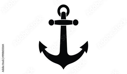 Black anchor icon nautical symbol