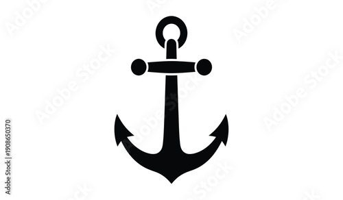 Black anchor icon on nautical symbol