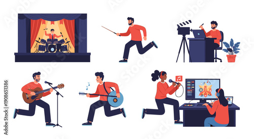 A lively musician strums his guitar with passion, perfect for music event promotions.