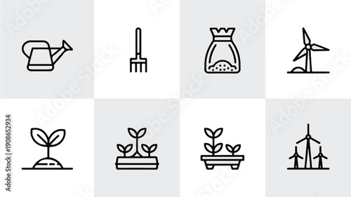 Luxury Matte Black Monoline Agricultural Vector Icon: Minimalist Symbol for Farming and Sustainable Food