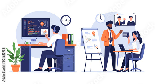 A vibrant potted plant brings life to a minimalist space, perfect for home decor or office aesthetics.