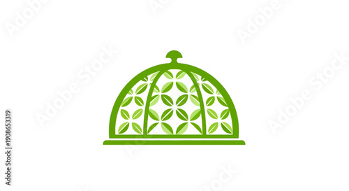 Green Metal Dome Cloche Serving Dish Cover.