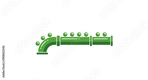 Green plastic pipe with fittings.