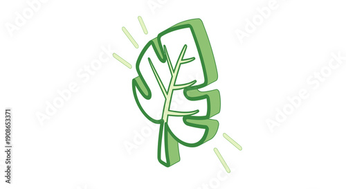 Green Fist Hand with Leaf Illustration.