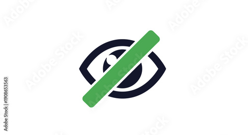 Green line through eye symbol.
