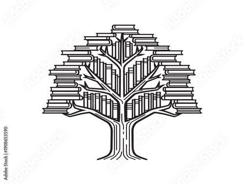 Assorted tree silhouettes collection in line art