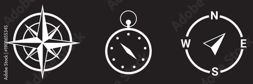 Travel Compass Location Pin Line Icon for Navigation 