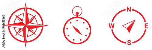 Travel Compass Location Pin Line Icon for Navigation 