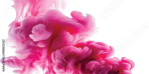 Vibrant Pink Ink Cloud Expanding in Water.