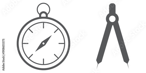 compass navigation map vector icon