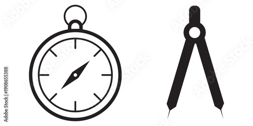 compass navigation map vector icon