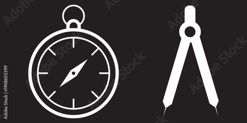 compass navigation map vector icon