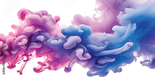 Abstract blue and purple liquid background with flowing smoke patterns and light wave curves creating a motion design swirl backdrop