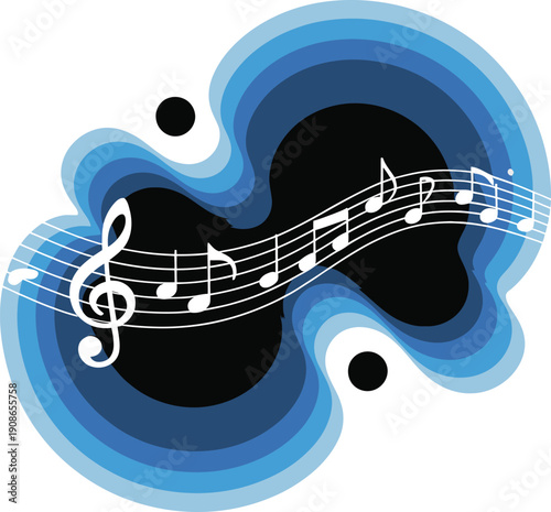 Musical harmony a vibrant representation of music notes and rhythm on a white background