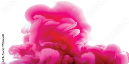 Abstract swirling crimson cloud formation against a pristine white background.