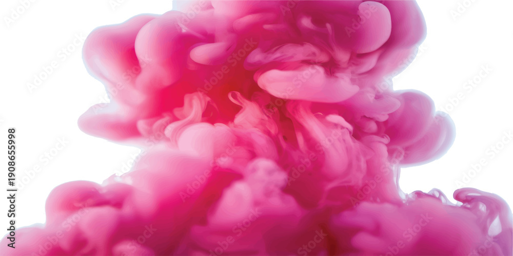 Obraz premium Pink Ink Cloud Forms and Flows, Isolated on White Background