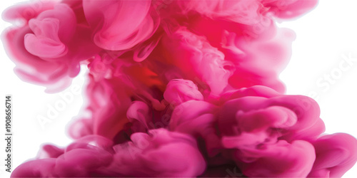 Abstract pink cloud of ink in water against a clean white background