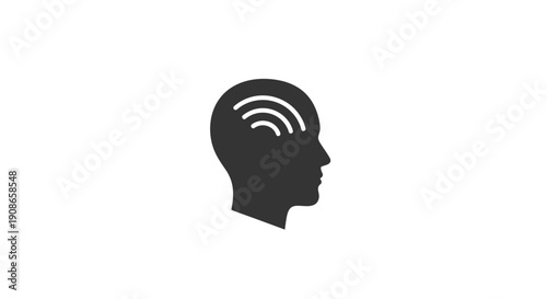 Human Head with Signal Waves Inside.