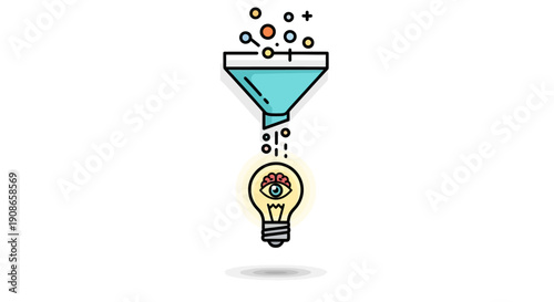 Ideas Filling Light Bulb Through Funnel.
