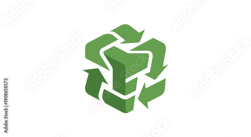 Green Recycling Symbol Made of Arrows.