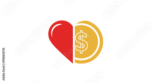 Heart Shaped Icon with Dollar Sign.