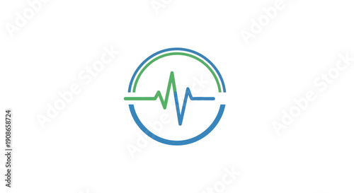 Heartbeat Logo Design Element Circle Shape.