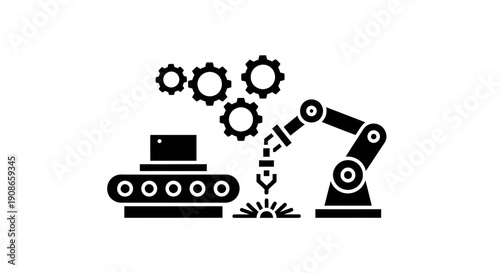 Industrial Robot Arm Manufacturing Gears Mechanically.
