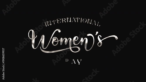 Celebrating international womens day with a modern silver font design. Suitable for social media graphics or website banners.