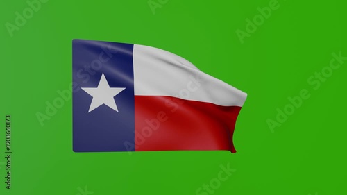 Waving Texas flag on green screen. State flag of Texas waving in the wind.