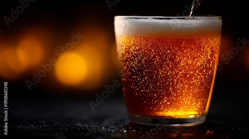 Wallpaper Mural Close-up of amber beer with foam and sparkling bubbles Torontodigital.ca