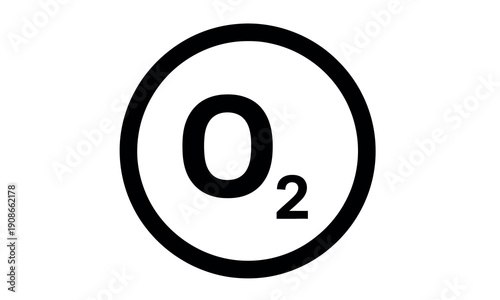The chemical symbol for oxygen, o2, in a circle