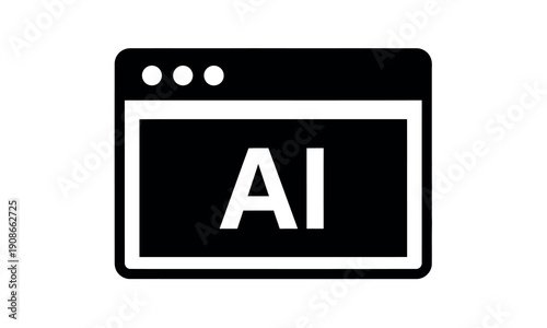 Free Download Black and white icon of a computer browser window with ai text on a simple background - GFXLoad