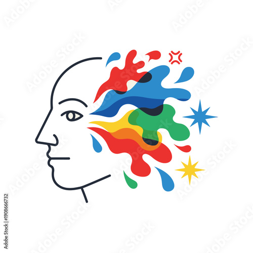 A white canvas with a centered abstract purple and pink swirl design