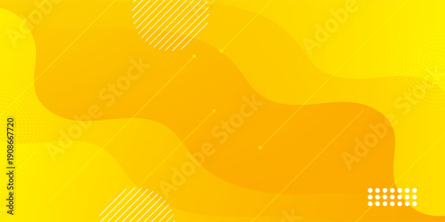 Bright yellow dynamic abstract background. Modern lemon orange color. Fresh template banner for web, pages, sales, events, holidays, parties, and falling. waving shapes with soft shadow