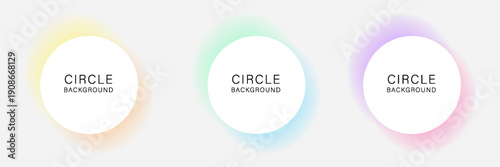 3D white circles frames background set on bright copy space. Colorful lights decoration. Minimal modern graphic design element with glowing style concept for web, poster, flyer, card or brochure cover