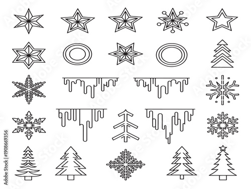 Natural forest elements illustrated in outline