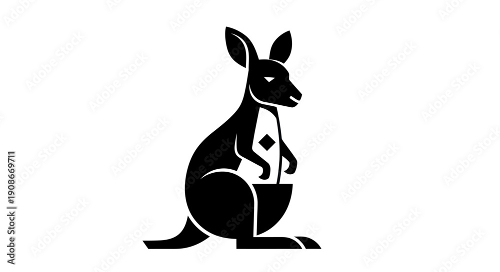 Obraz premium Black silhouette kangaroo illustration