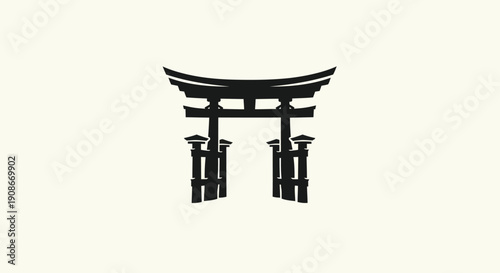 Black silhouette torii gate isolated