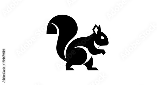 Black squirrel silhouette on white background