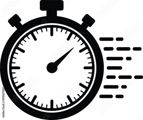 Stopwatch vector illustration with motion lines, speed and urgency symbol, time management icon, efficiency design, fast performance graphic