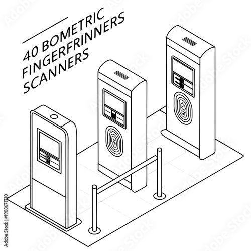 Three Biometric Fingerprint Scanners with Turnstile Barrier for Secure Access Control Systems