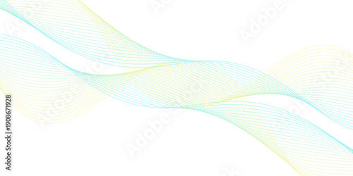 Abstract colorful wave vector illustration with smooth blue and green flowing lines for modern design backdrop