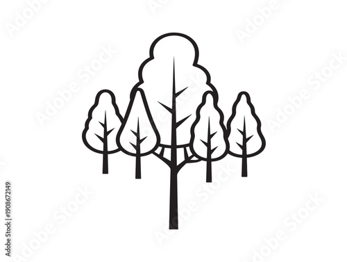 Tree scene creator pack with line art elements