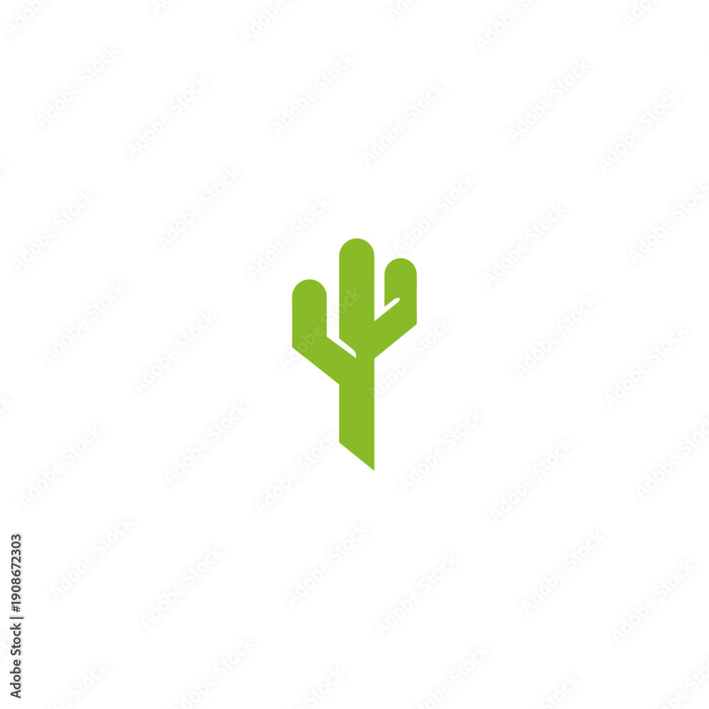 Obraz premium Minimal Green Cactus logo icon flat vector design