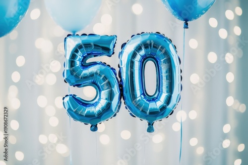 Blue 50 Balloon Decoration for Elegant Celebration Party