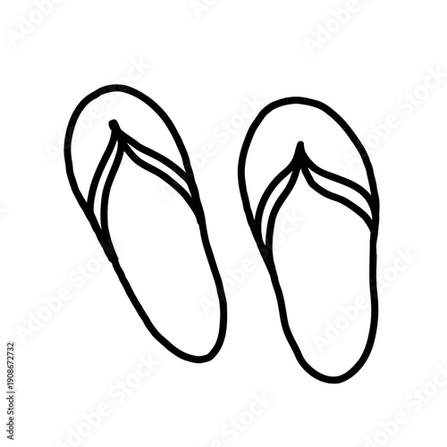 Hand-Drawn Beach Sandals Illustration