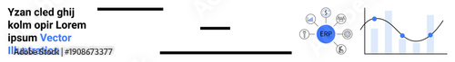 Technology integration, data visualization, app development, workflow optimization, business strategies, analytics. Icon-centric workflow with a graph. Data visualization and technology integration