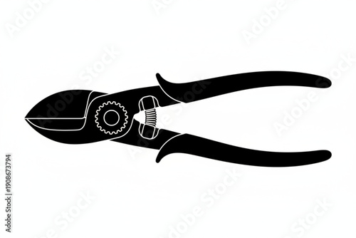 Clippers Silhouette: A sleek, minimalist image of clippers, meticulously crafted in bold black silhouette, perfect for projects related to gardening, landscaping, and crafting.